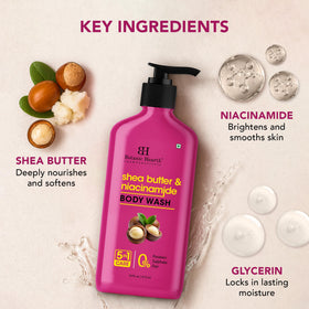 Botanic Hearth Shea Butter & Niacinamide Body Wash bottle with label