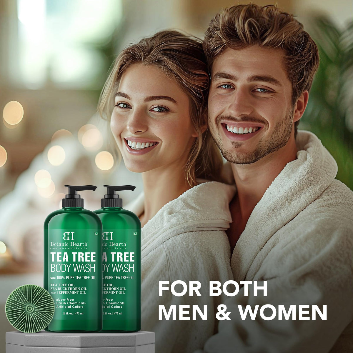 Botanic Hearth Silicone Body Brush in use during a shower