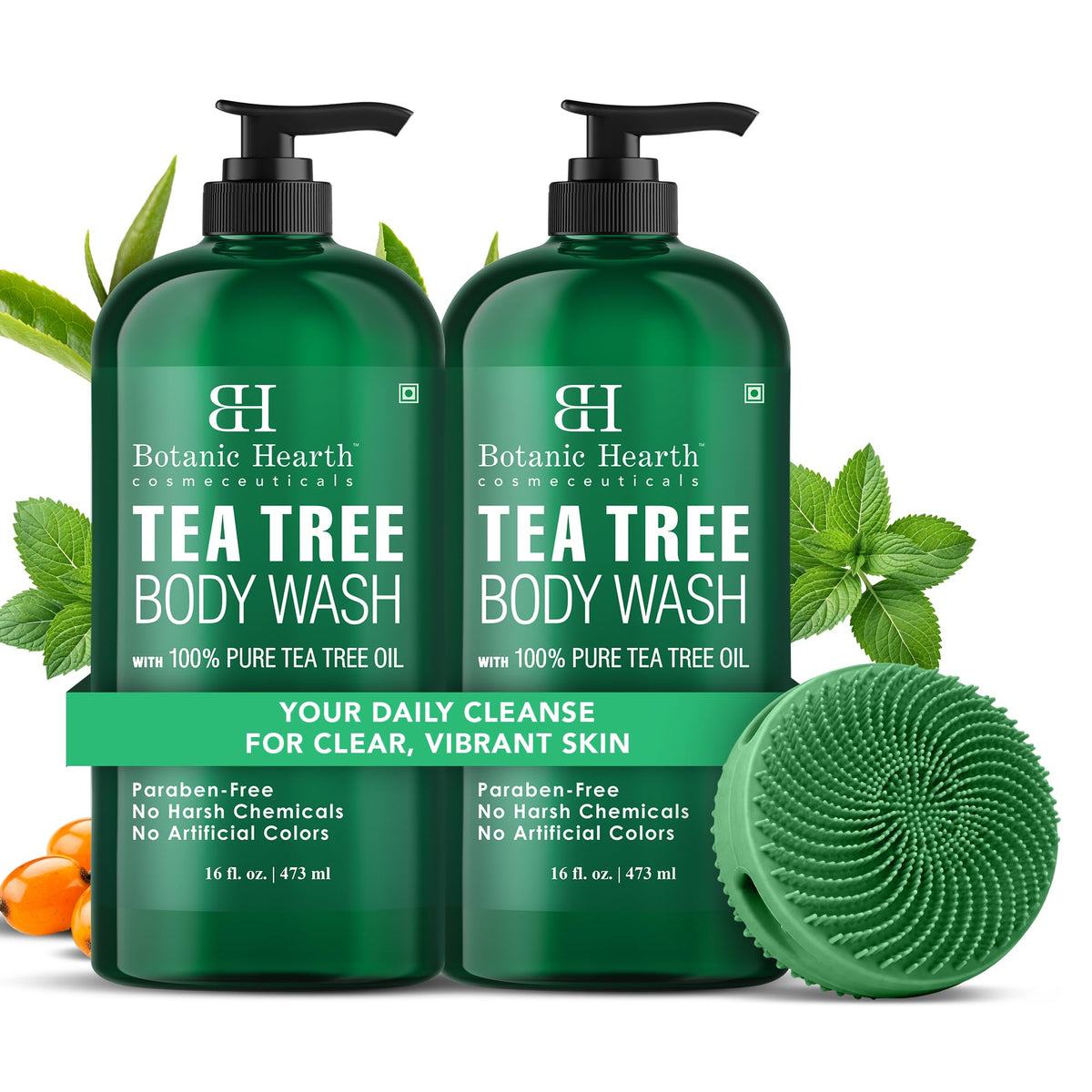 Botanic Hearth Tea Tree Body Wash 16 fl oz bottle front view