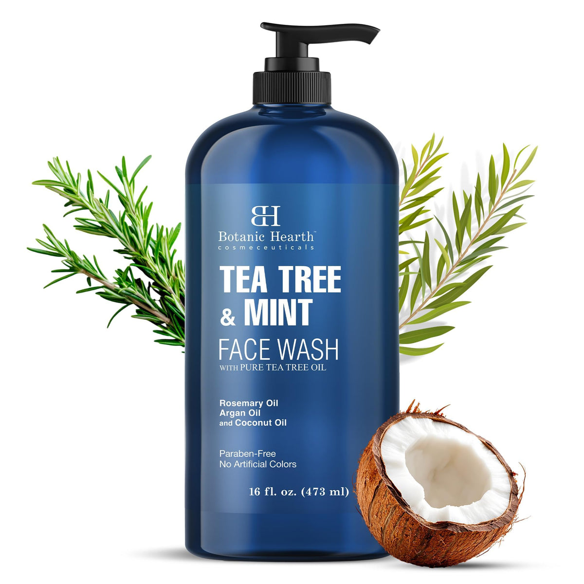 Botanic Hearth Tea Tree Face Wash 16 Fl oz front view