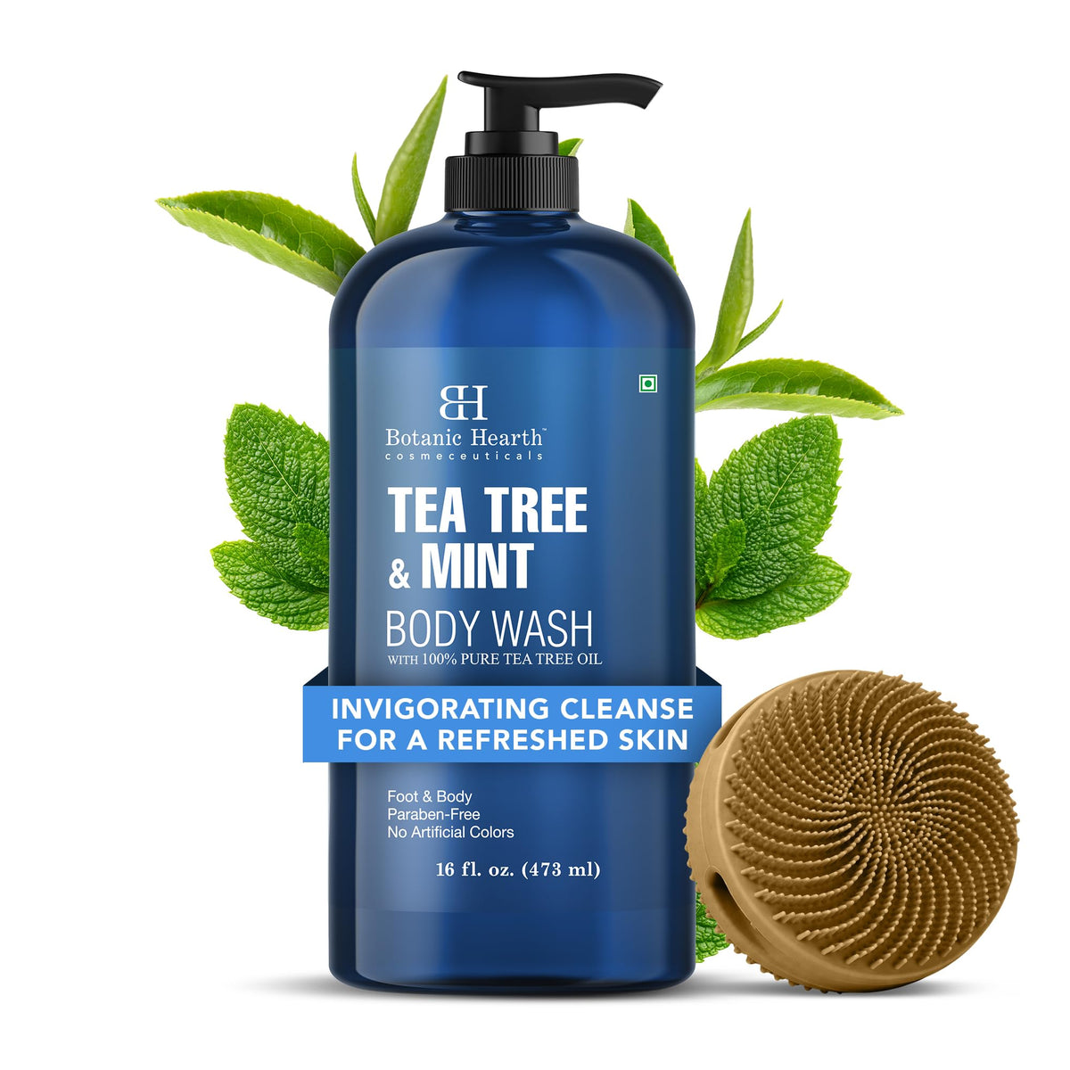 Botanic Hearth Tea Tree & Mint Body Wash 16 fl oz front view