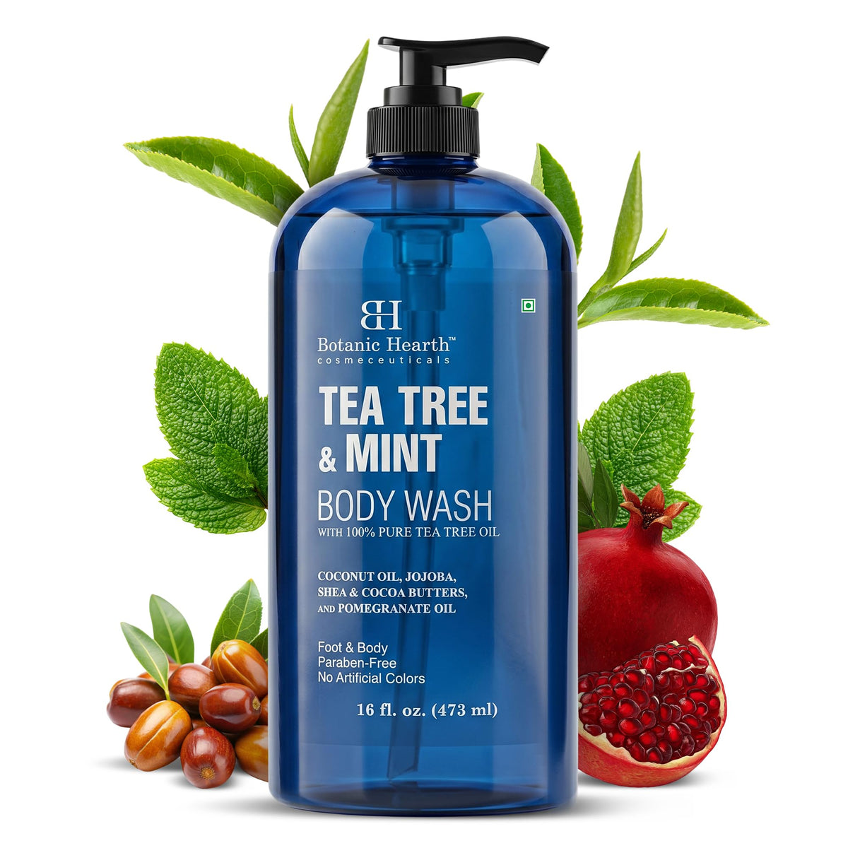 Botanic Hearth Tea Tree & Mint Body Wash 16 fl oz front view