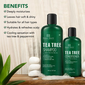 Botanic Hearth Tea Tree Shampoo and Conditioner set lifestyle scene