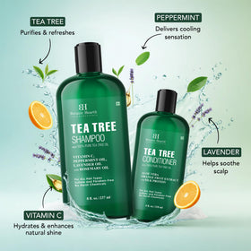 Botanic Hearth Tea Tree Shampoo and Conditioner set packaging