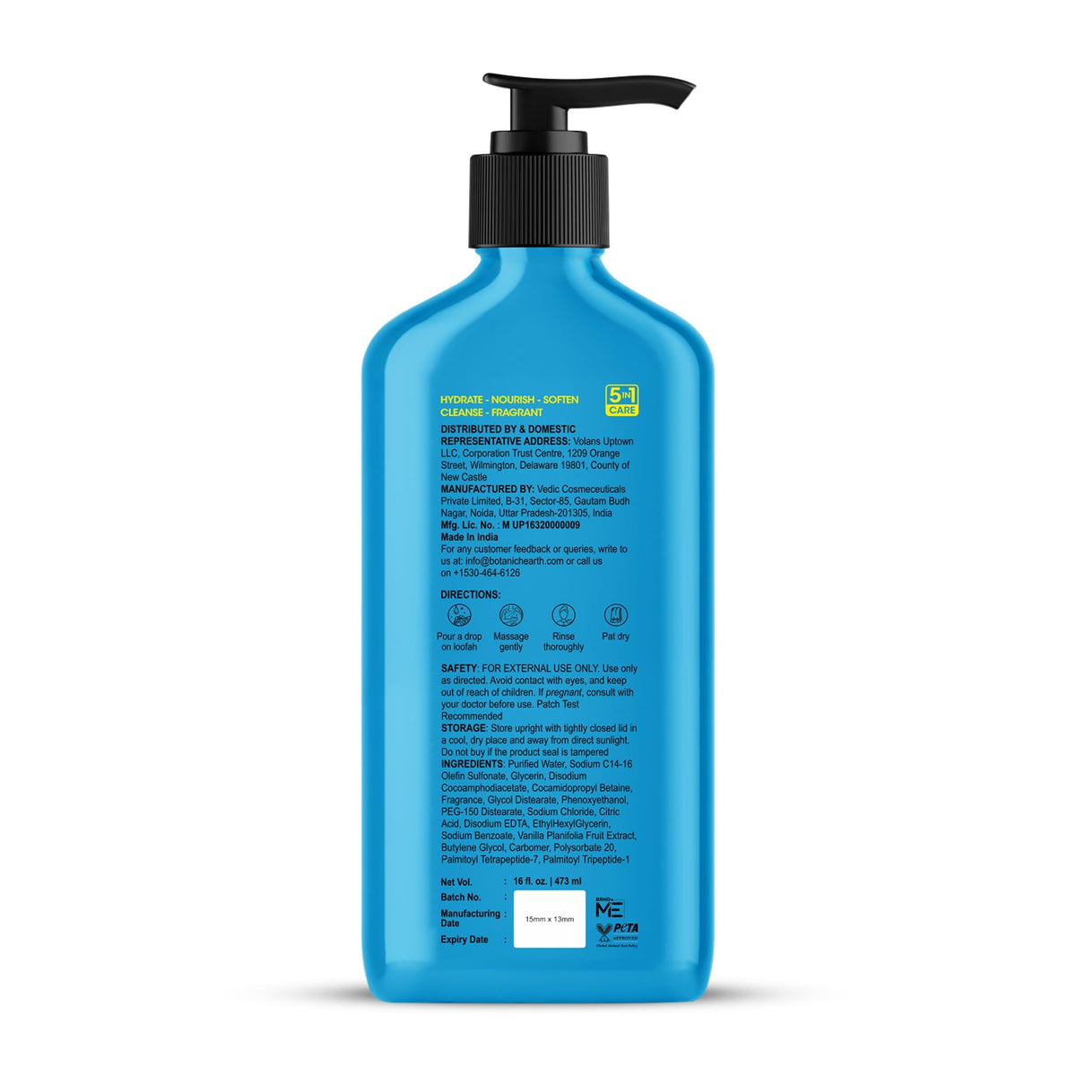 Botanic Hearth Vanilla Body Wash 16 fl oz in shower setting
