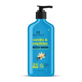 Botanic Hearth Vanilla Body Wash 16 fl oz on bathroom shelf