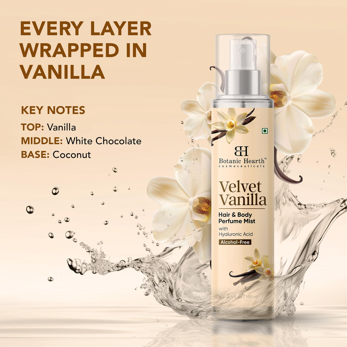 Botanic Hearth Vanilla Hair Perfume & Body Mist back view