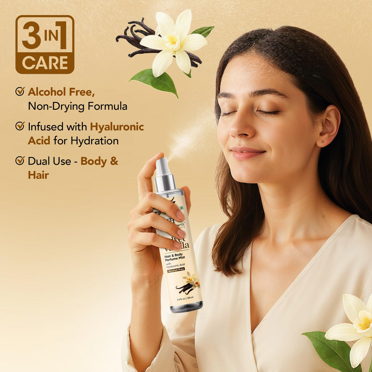 Botanic Hearth Vanilla Hair Perfume & Body Mist side view