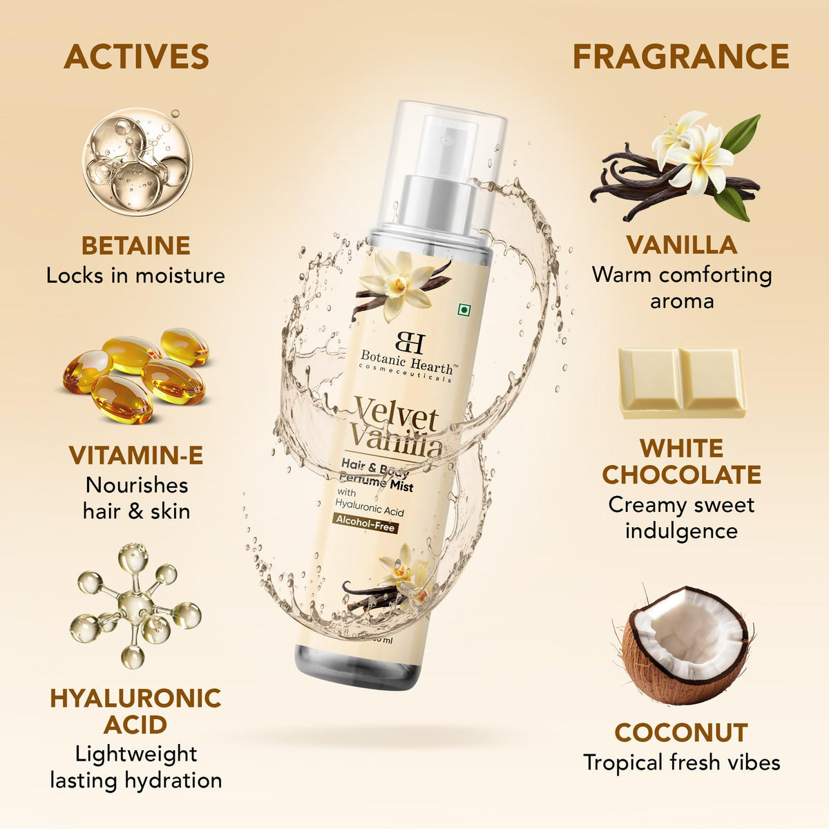 Botanic Hearth Vanilla Hair Perfume & Body Mist with packaging