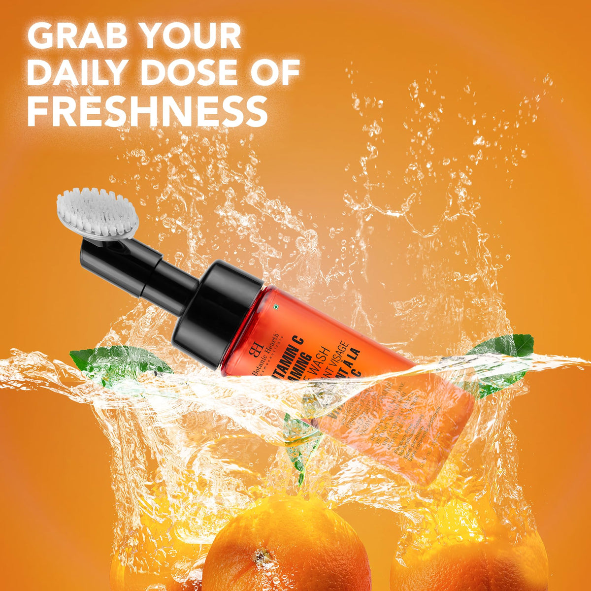 Botanic Hearth Vitamin C Foaming Face Wash side view showing pump
