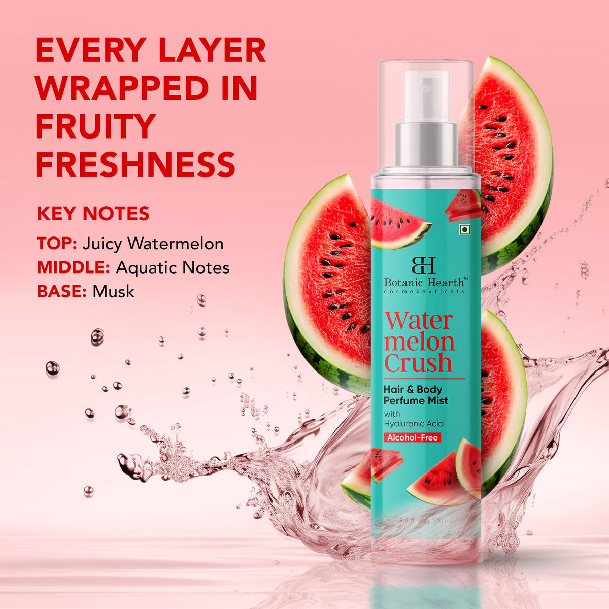 Botanic Hearth Watermelon Hair Perfume & Body Mist back view