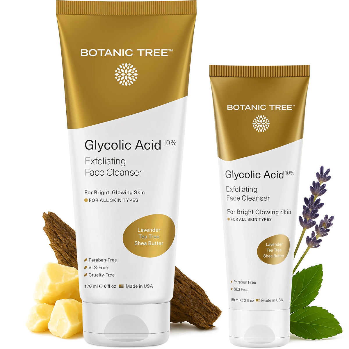 Botanic Tree Glycolic Acid Face Wash 10% front view packaging