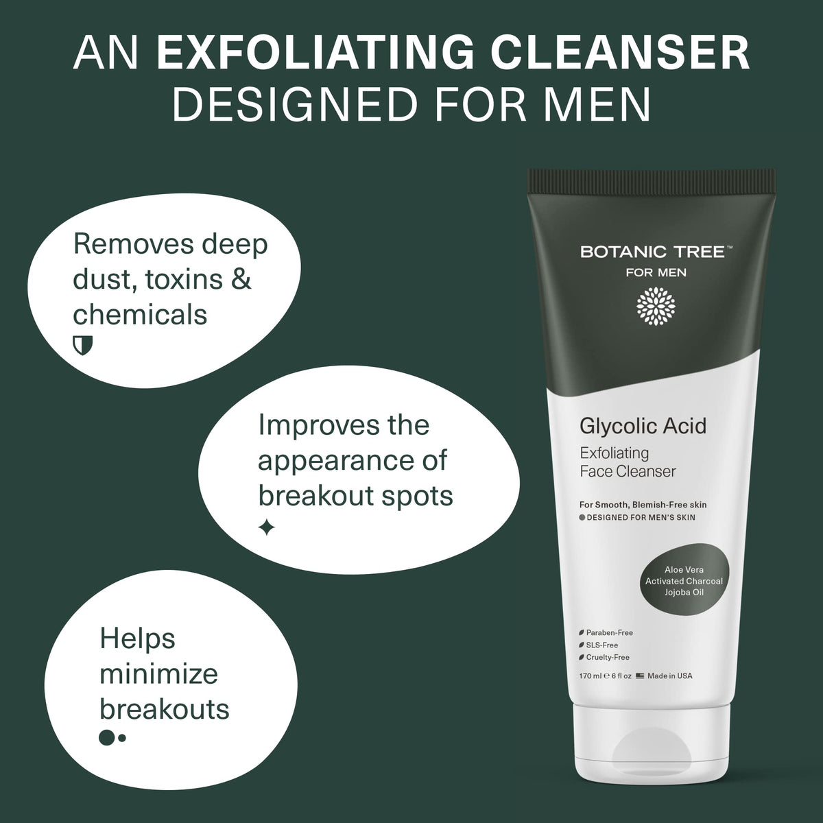 Botanic Tree Glycolic Acid Face Wash packaging side view