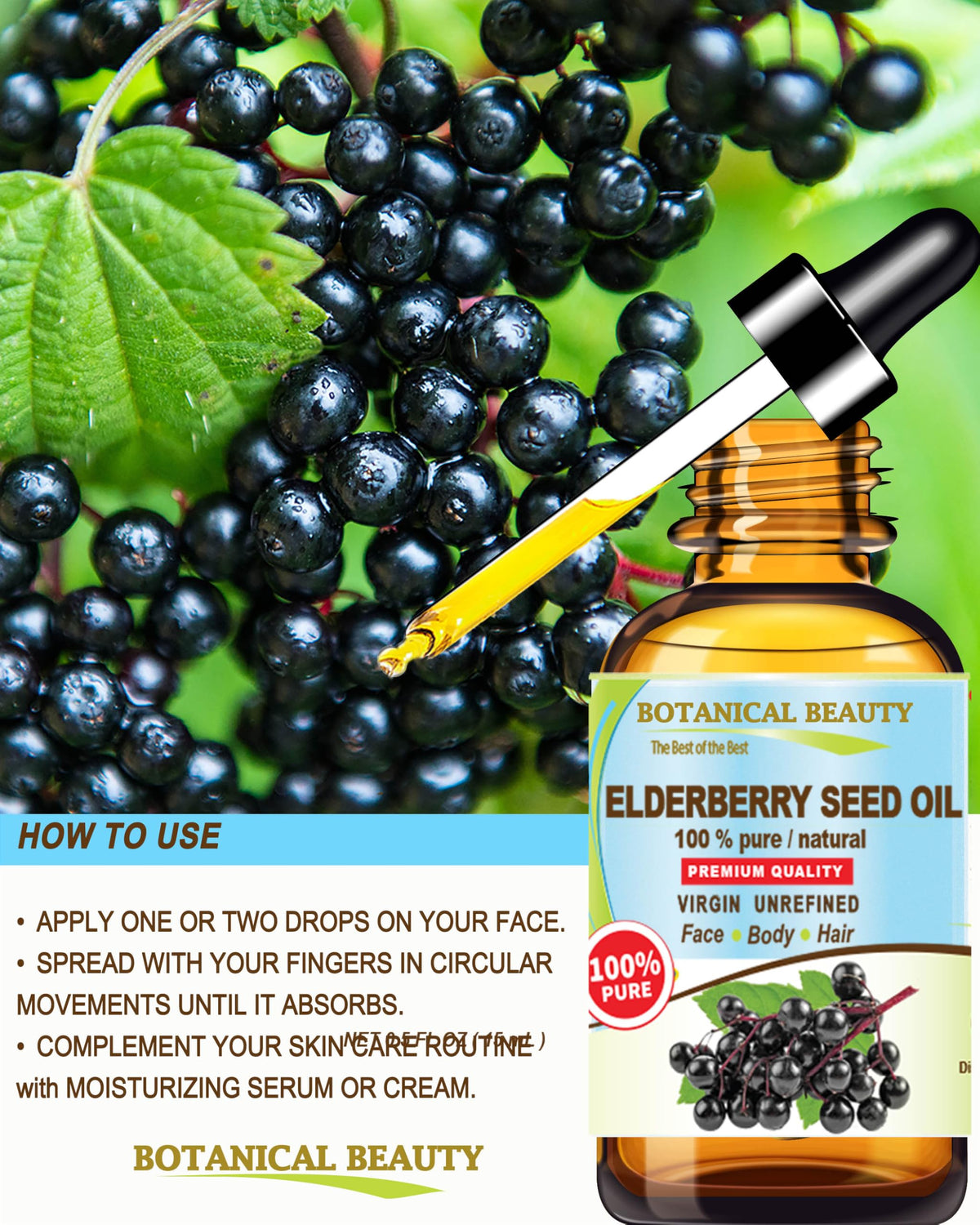 Botanical Beauty Elderberry Seed Oil 30ml in a skincare routine