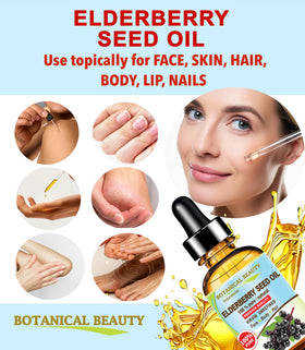 Botanical Beauty Elderberry Seed Oil 30ml with fresh elderberries