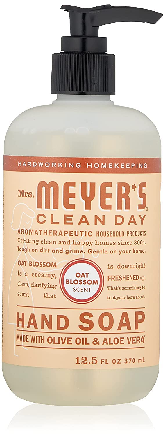 Bottle of Mrs. MEYER'S Liquid Hand Soap Oat Blossom with pump