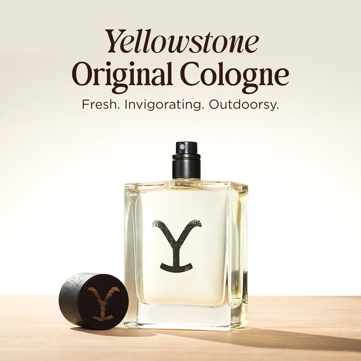 Bottle of Yellowstone cologne with wooden cap