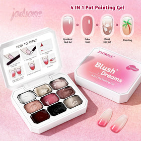 Bottles of JODSONE gel polish including base and top coats