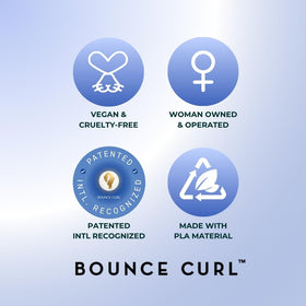 Bounce Curl brush used on defined curls in a hair styling routine