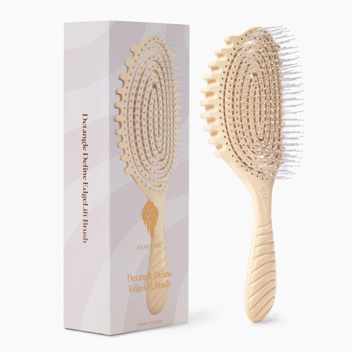 Bounce Curl Detangle Define EdgeLift Brush in Shortbread colour, front view