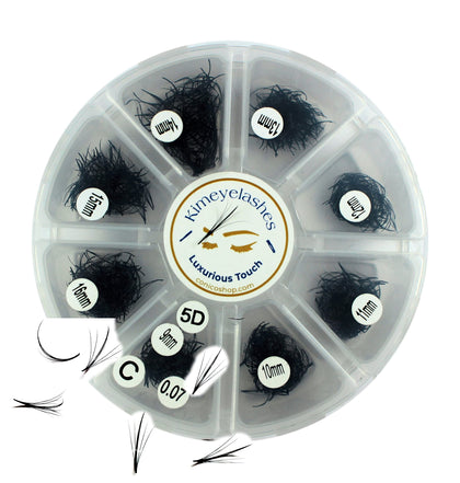 Box of 1000 premade volume fans 9-16mm C D Curl