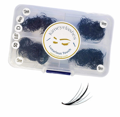 Box of 1000 premade volume fans mixed lengths 9-12mm