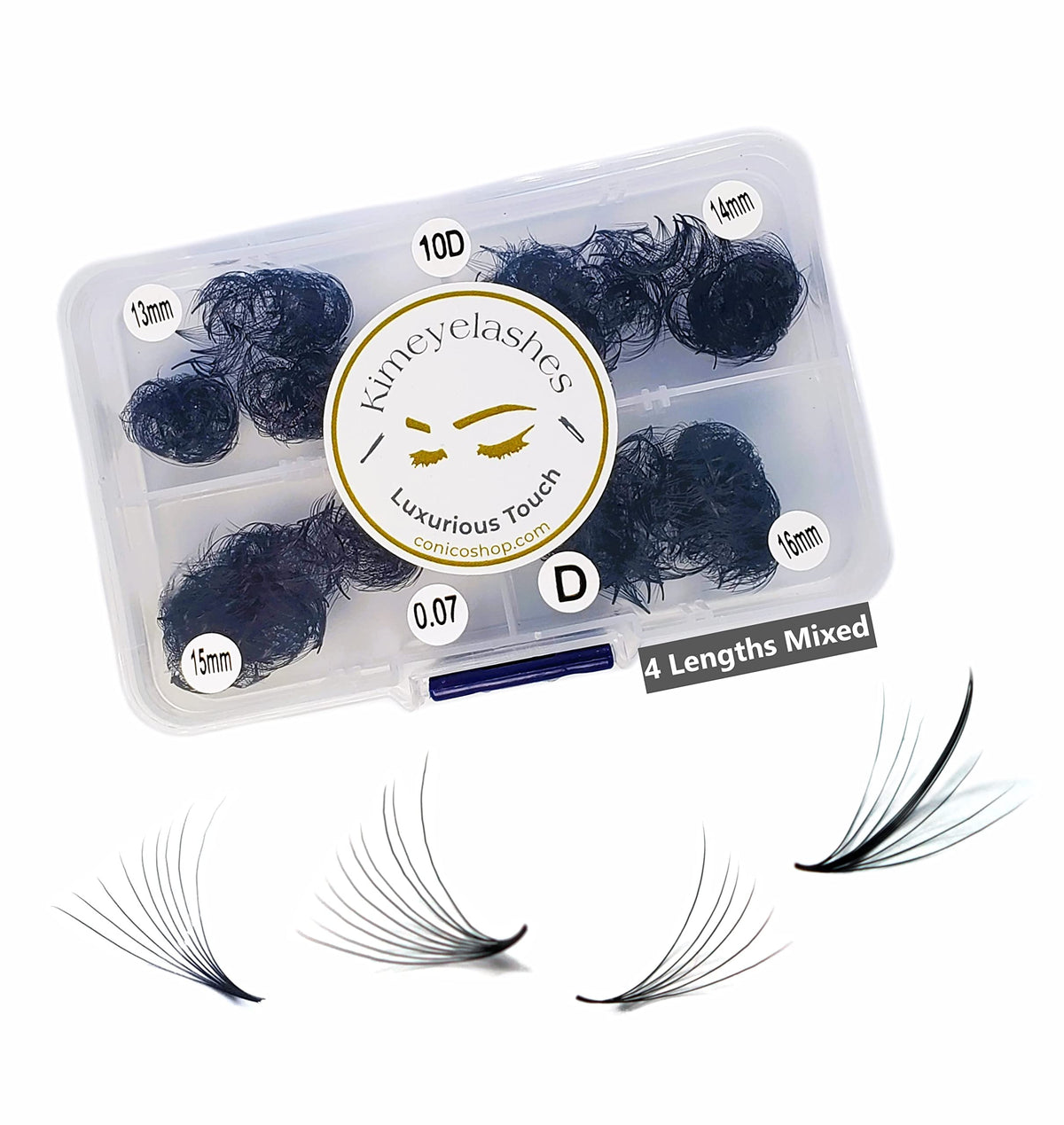 Box of 1000 premade volume fans with mixed lengths