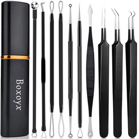 Boxoyx Pimple Popper Tool Kit front view with tools displayed