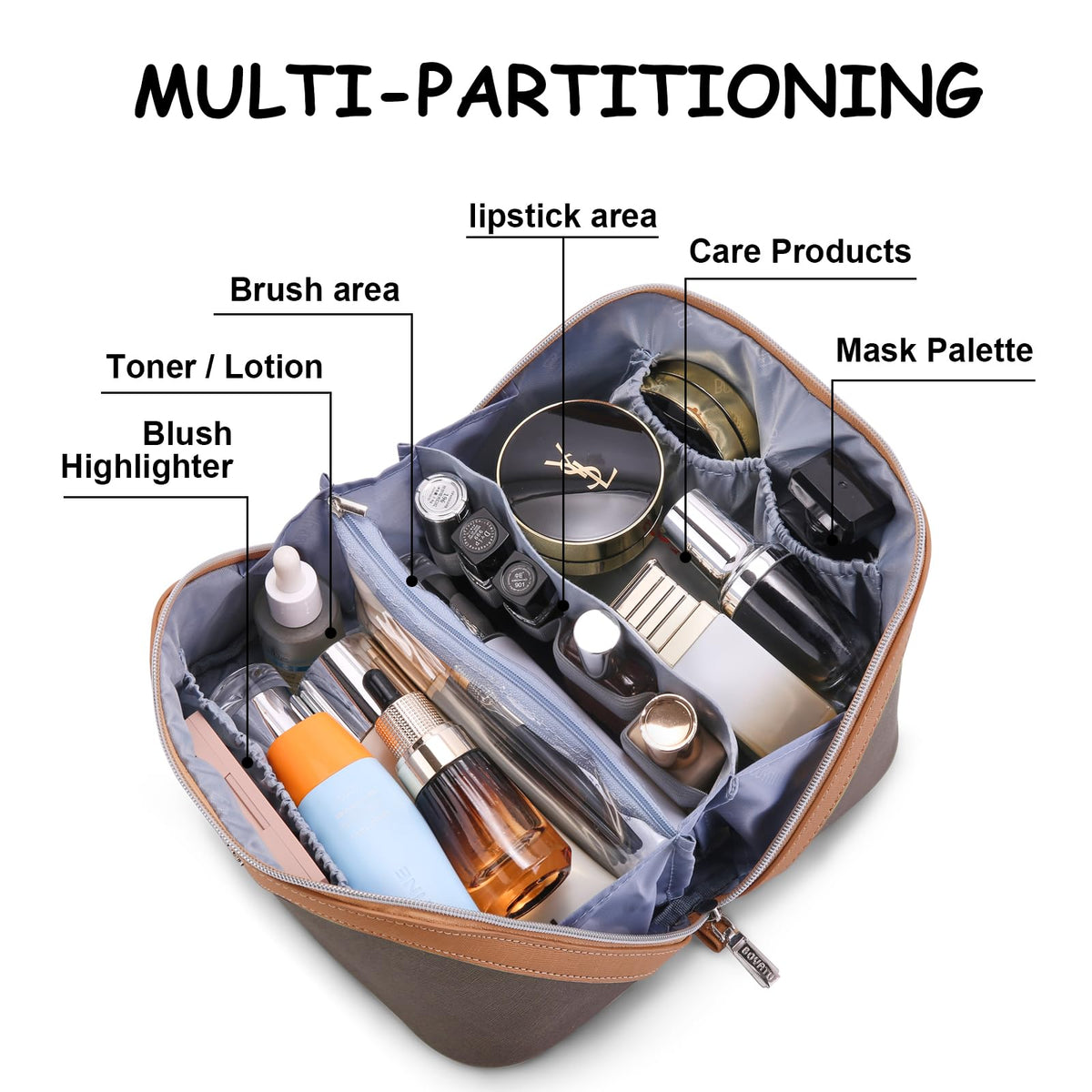 BOYATU large capacity travel cosmetic bag open view
