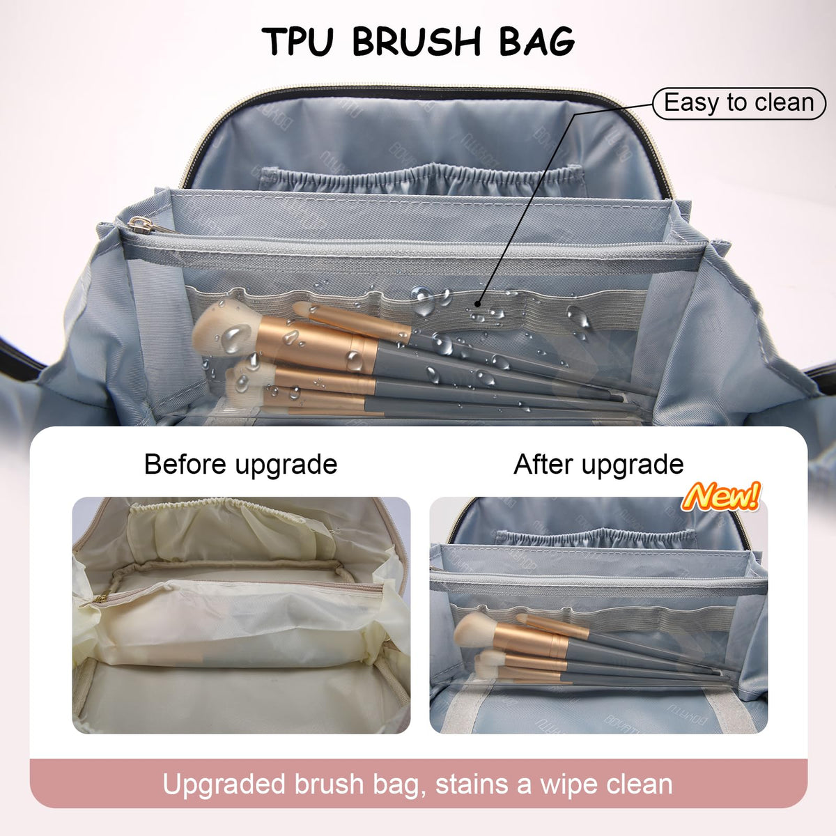 BOYATU makeup bag open with cosmetics inside