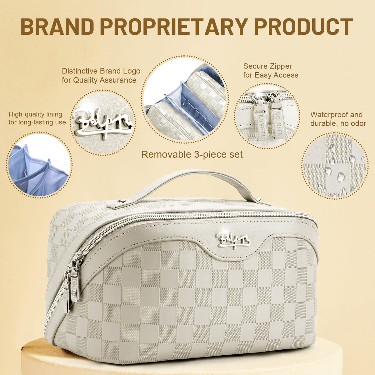 BOYATU Travel Makeup Bag in elegant gift box