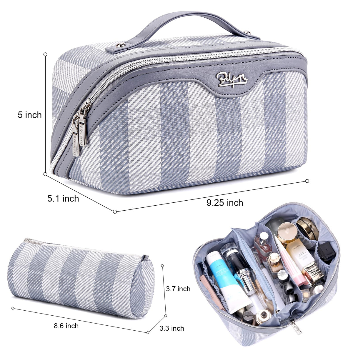 BOYATU Travel Makeup Bag in lifestyle setting with travel essentials