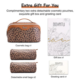 BOYATU Travel Makeup Bag measuring 9.25 x 5.1 x 5 inches