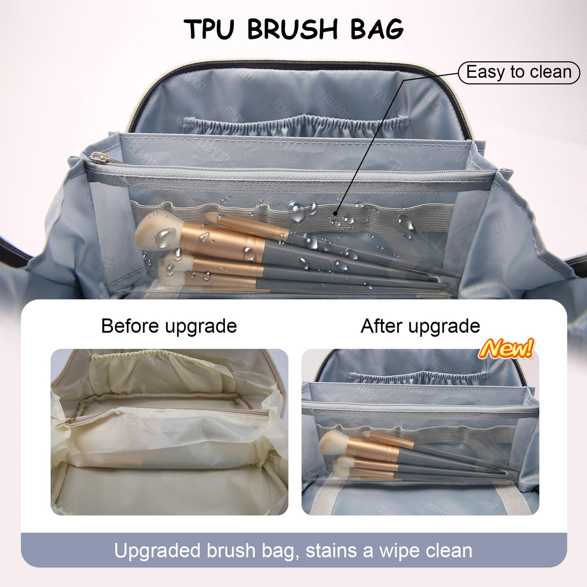 BOYATU Travel Makeup Bag open view displaying interior compartments
