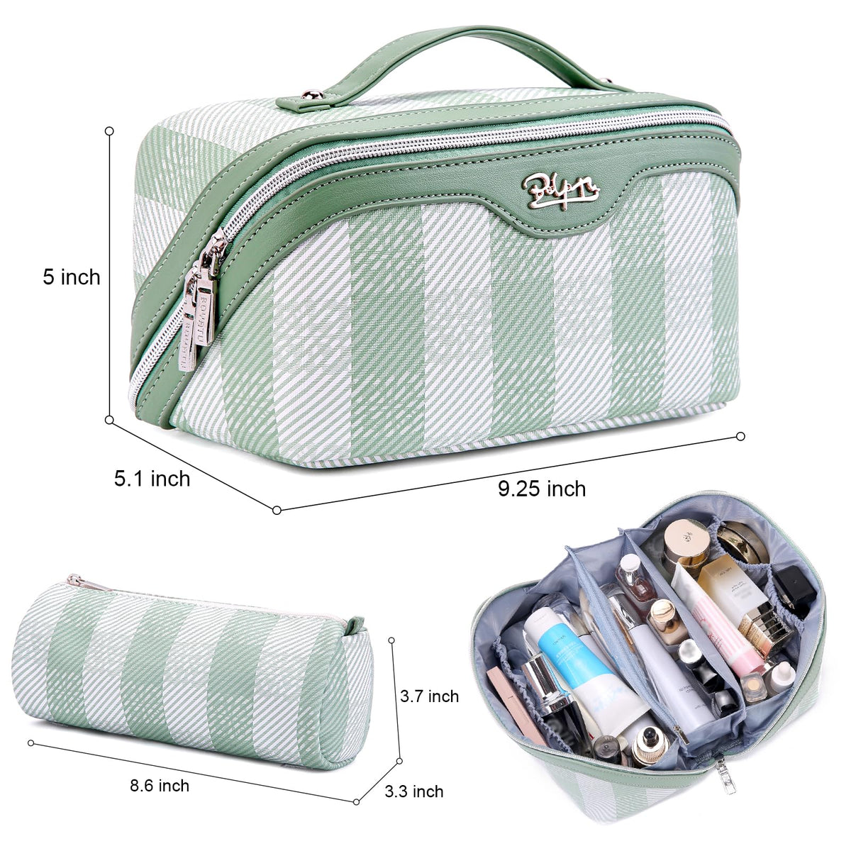 BOYATU Travel Makeup Bag Organizer displaying all three bags