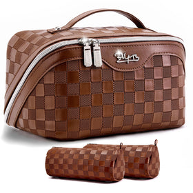 BOYATU Travel Makeup Bag Organizer front view with 3 pieces