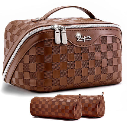 BOYATU Travel Makeup Bag Organizer front view with 3 pieces