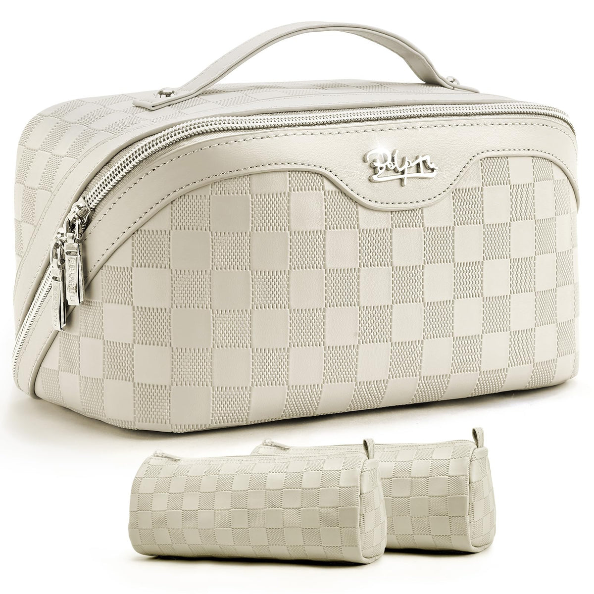 BOYATU Travel Makeup Bag Organizer front view with three pieces