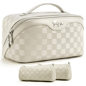 BOYATU Travel Makeup Bag Organizer front view with three pieces