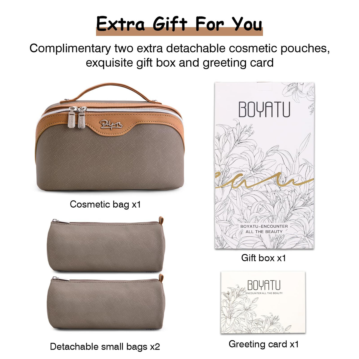BOYATU travel makeup bag organizer in gift box