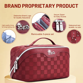 BOYATU Travel Makeup Bag Organizer interior layout with makeup items