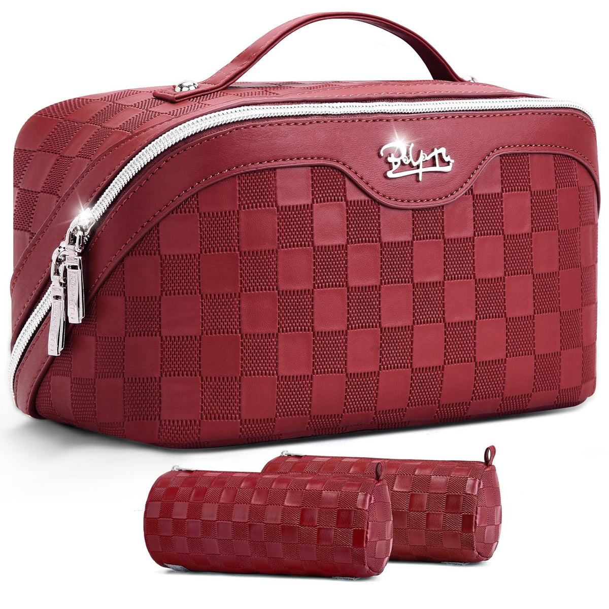 BOYATU Travel Makeup Bag Organizer main view with open flat design