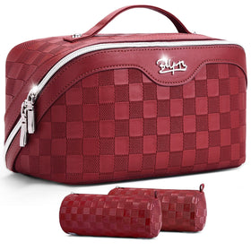 BOYATU Travel Makeup Bag Organizer main view with open flat design