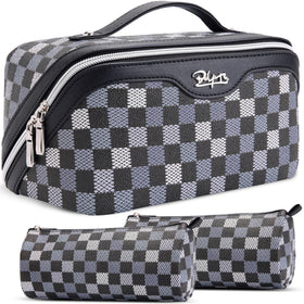 BOYATU Travel Makeup Bag Organizer Set front view in black