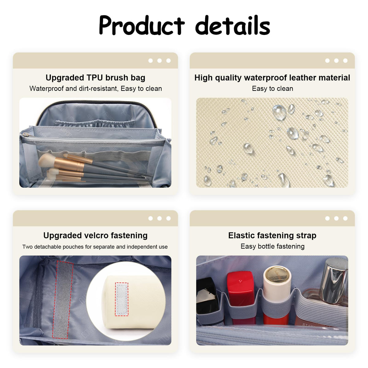 BOYATU Travel Makeup Bag Organizer Set in gift box with greeting card