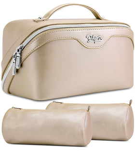 BOYATU Travel Makeup Bag Organizer set in gold color