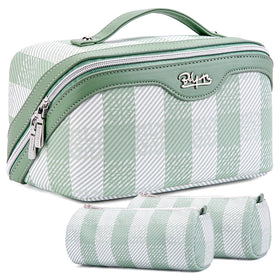 BOYATU Travel Makeup Bag Organizer set in green front view