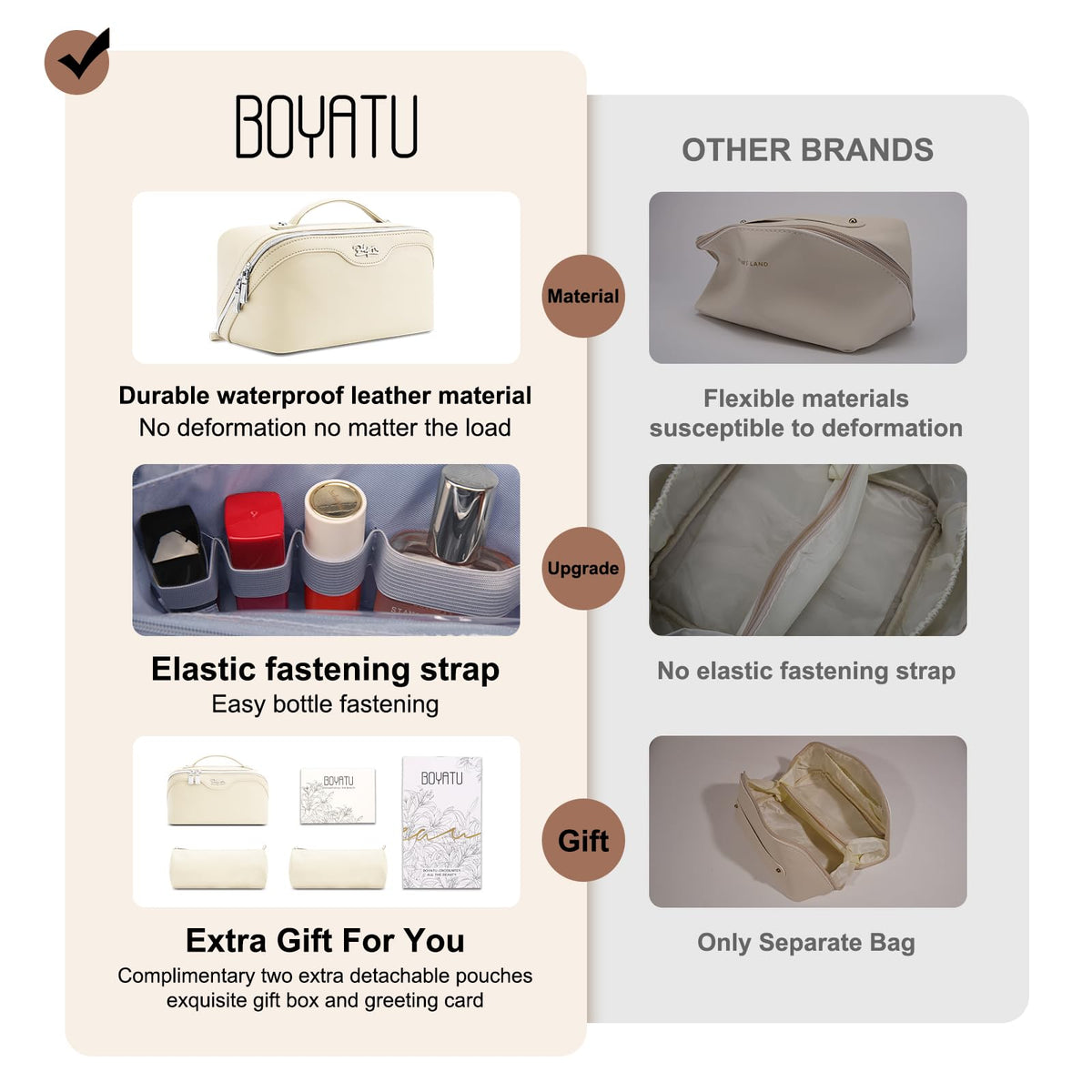 BOYATU Travel Makeup Bag Organizer Set in outdoor setting