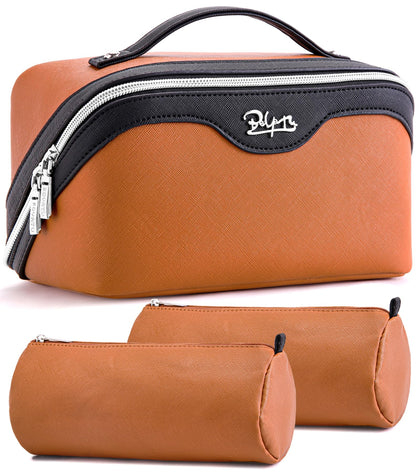 BOYATU Travel Makeup Bag Organizer set of 3 in orange