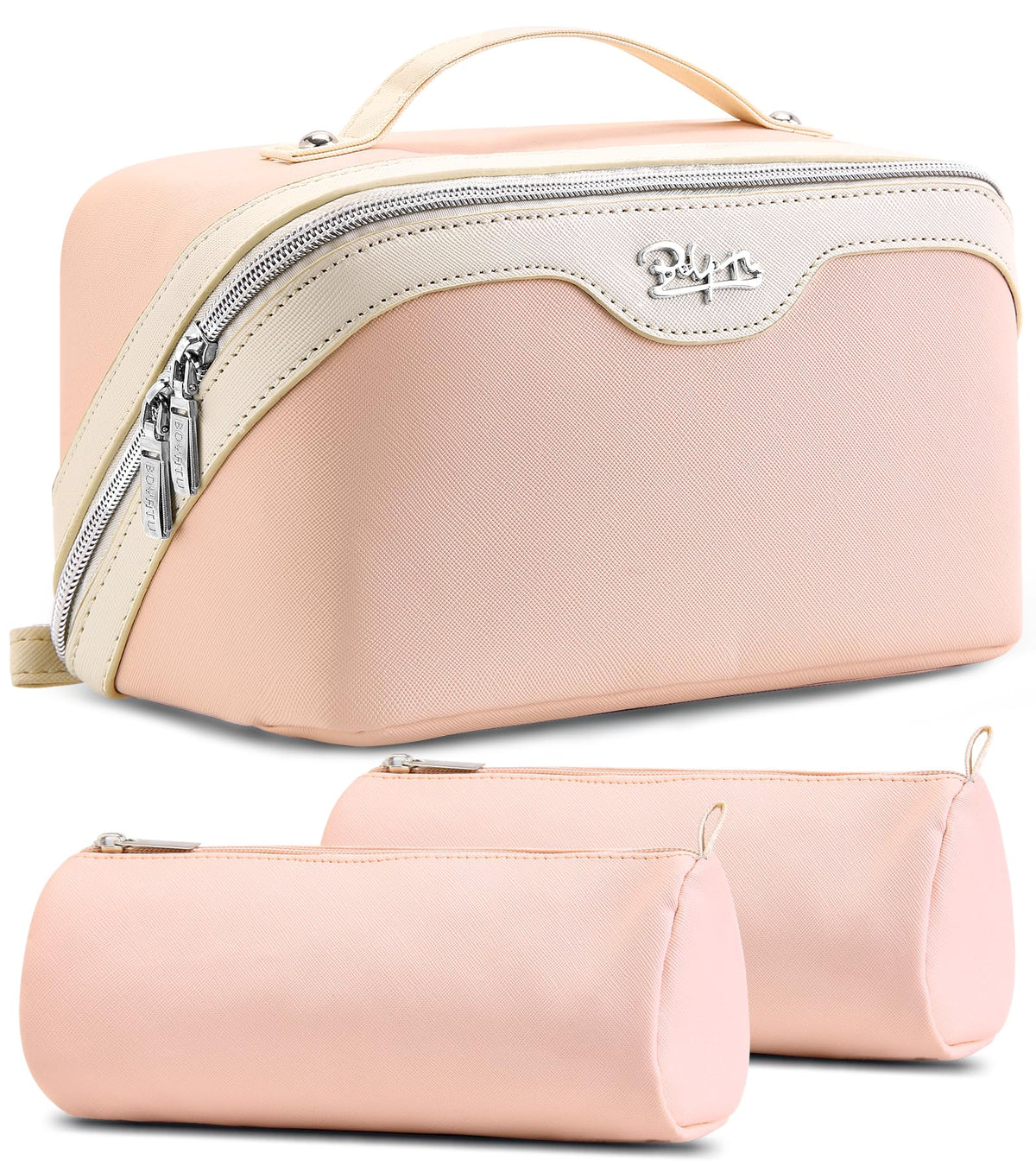 BOYATU Travel Makeup Bag Organizer set of 3 in pink